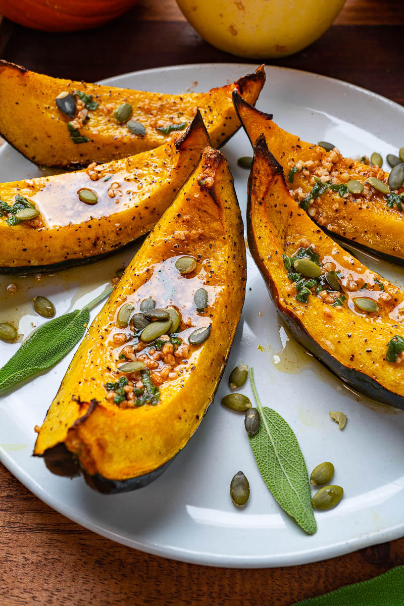 Browned Butter and Sage Roasted Acorn Squash