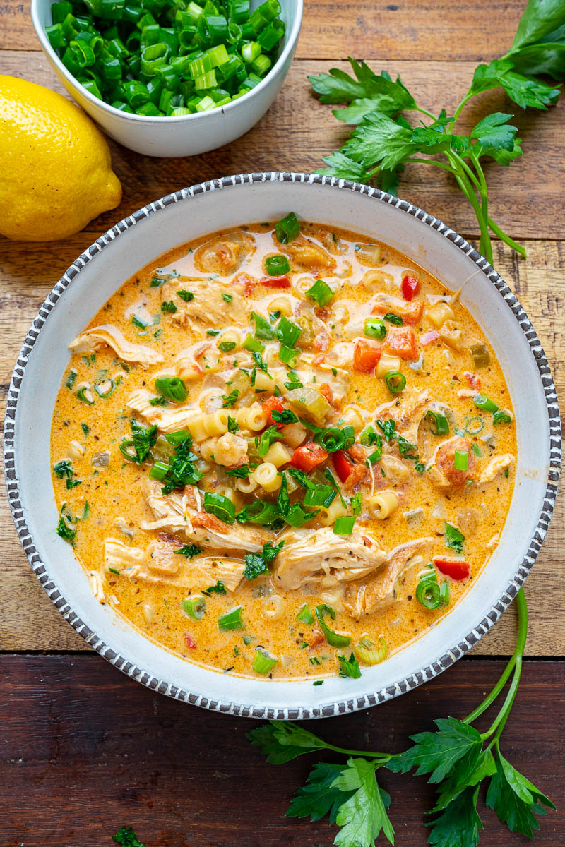 Creamy Parmesan Cajun Chicken Pasta Soup Creamy Parmesan Cajun Chicken Pasta Soup