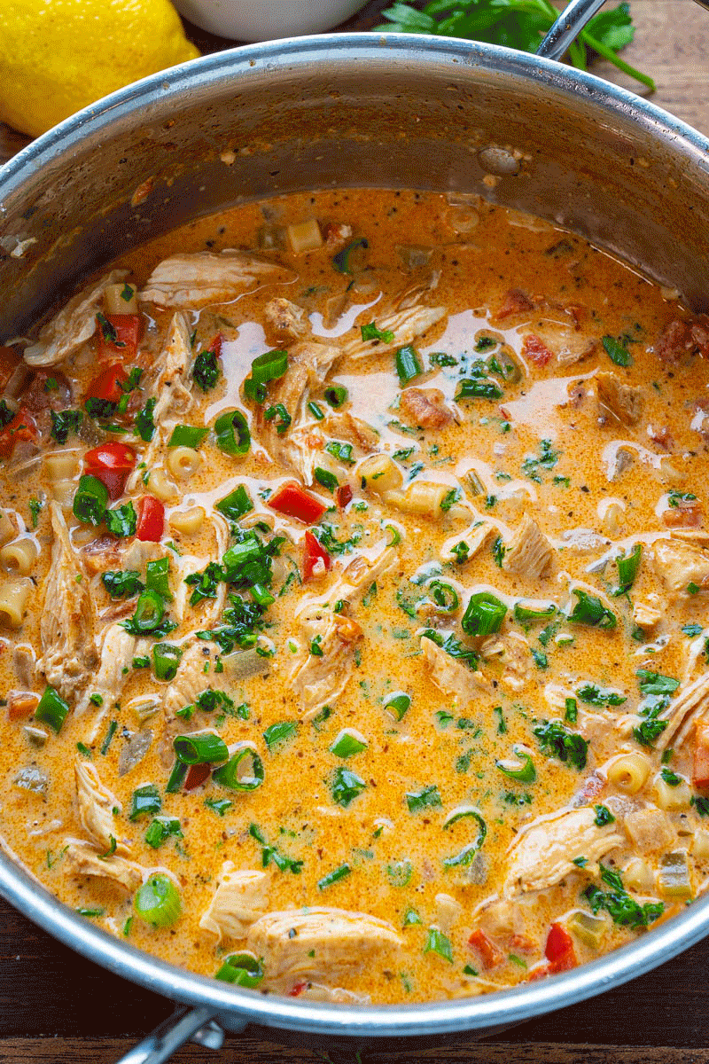 Creamy Parmesan Cajun Chicken Pasta Soup Creamy Parmesan Cajun Chicken Pasta Soup