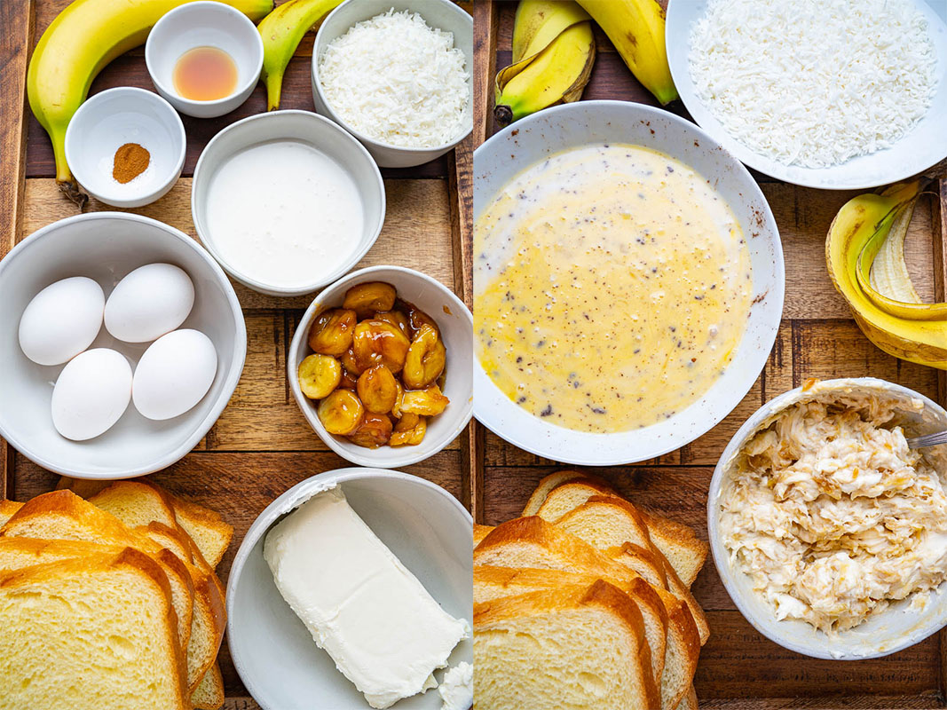 Caramelized Banana Cheesecake Stuffed Coconut French Toast Caramelized Banana Cheesecake Stuffed Coconut French Toast