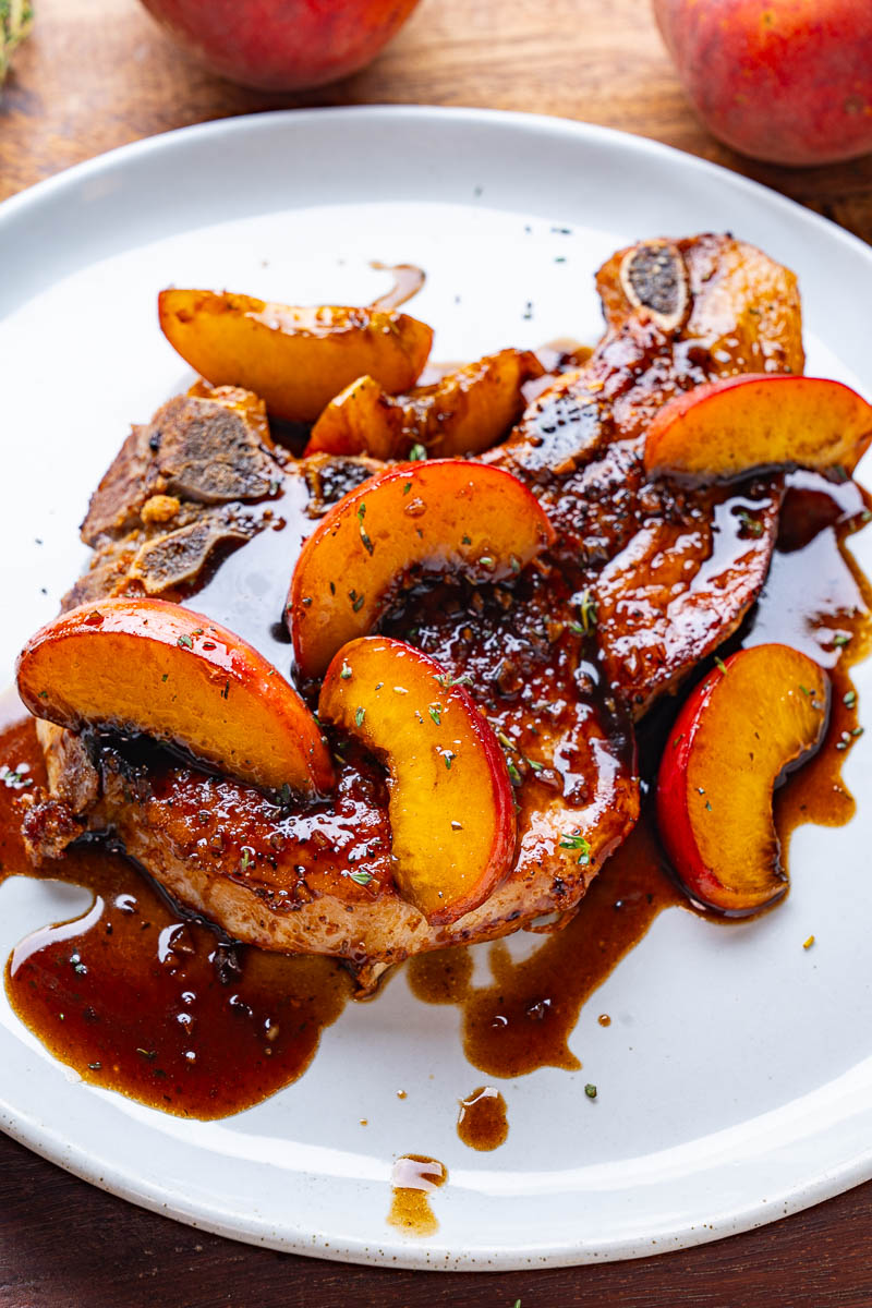 Balsamic Peach Pork Chops with Blue Cheese Balsamic Peach Pork Chops with Blue Cheese