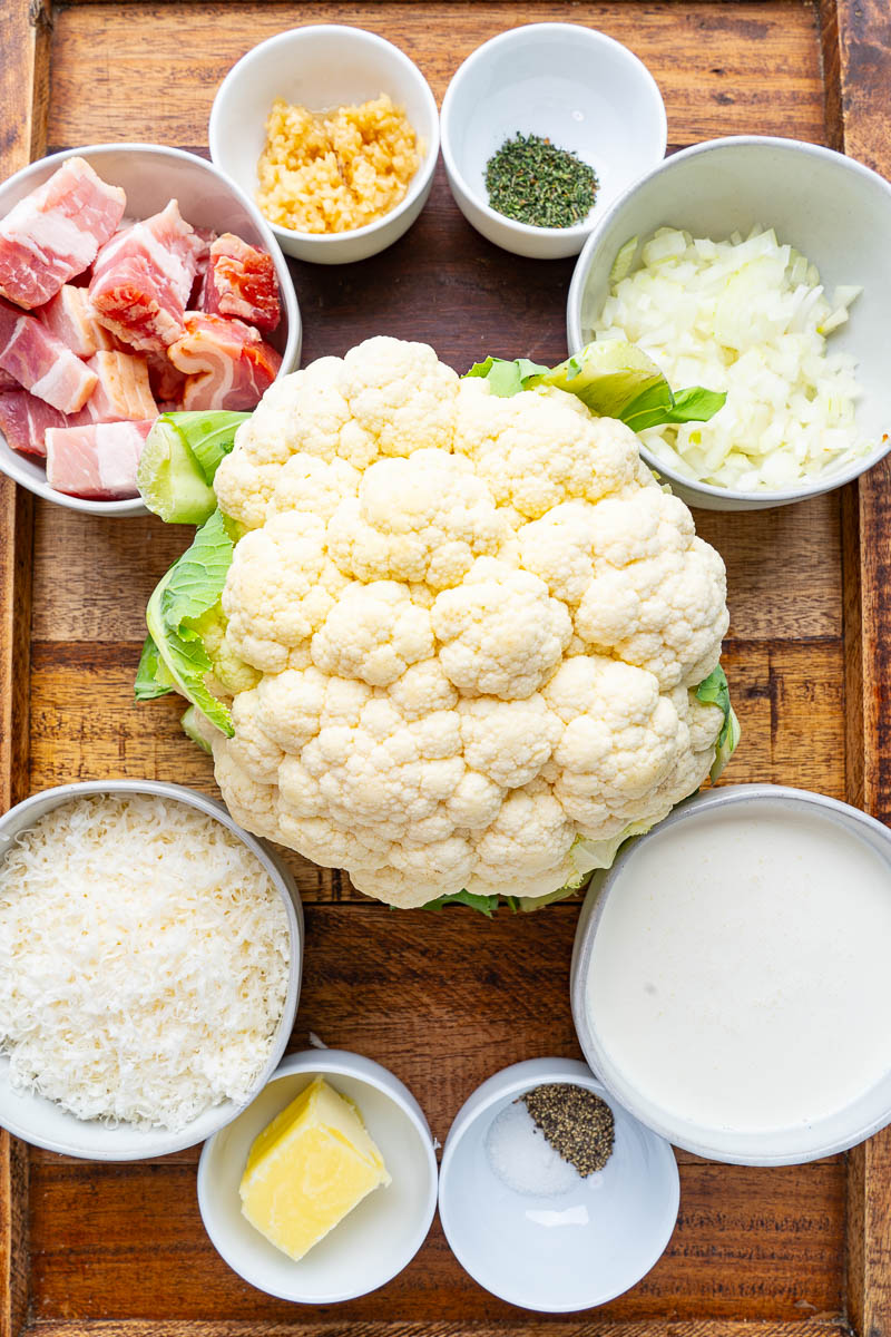 Creamed Cauliflower (aka Creamy Garlic Parmesan Cauliflower with Bacon) Creamed Cauliflower (aka Creamy Garlic Parmesan Cauliflower with Bacon)