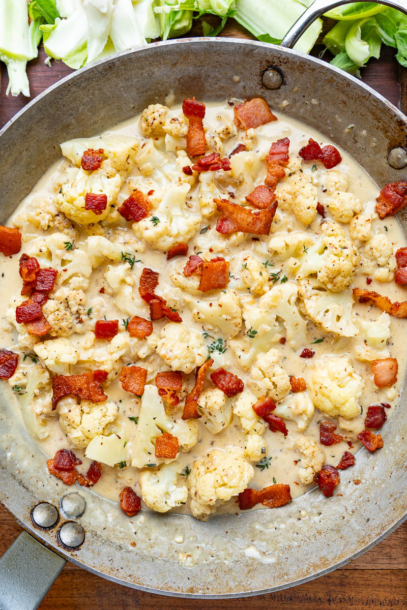 Creamed Cauliflower (aka Creamy Garlic Parmesan Cauliflower with Bacon) Creamed Cauliflower (aka Creamy Garlic Parmesan Cauliflower with Bacon)