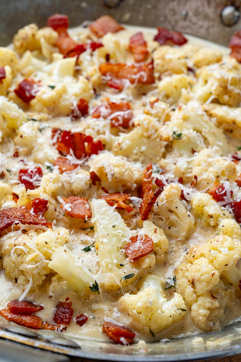 Creamed Cauliflower (aka Creamy Garlic Parmesan Cauliflower with Bacon) Creamed Cauliflower (aka Creamy Garlic Parmesan Cauliflower with Bacon)