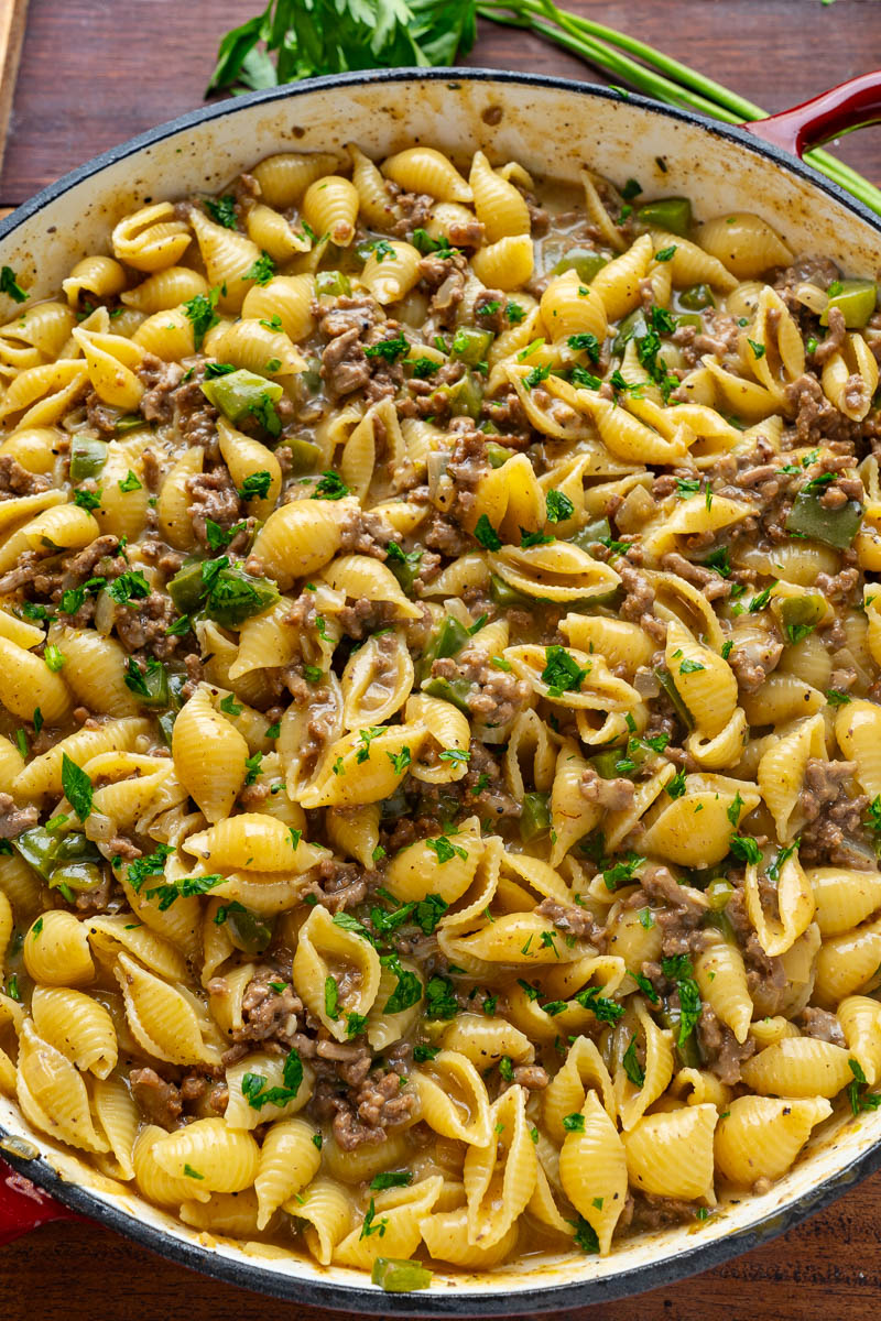 Philly Cheesesteak Pasta Philly Cheesesteak Pasta