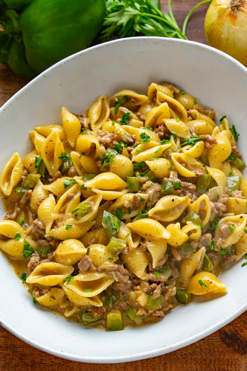 Philly Cheesesteak Pasta Philly Cheesesteak Pasta