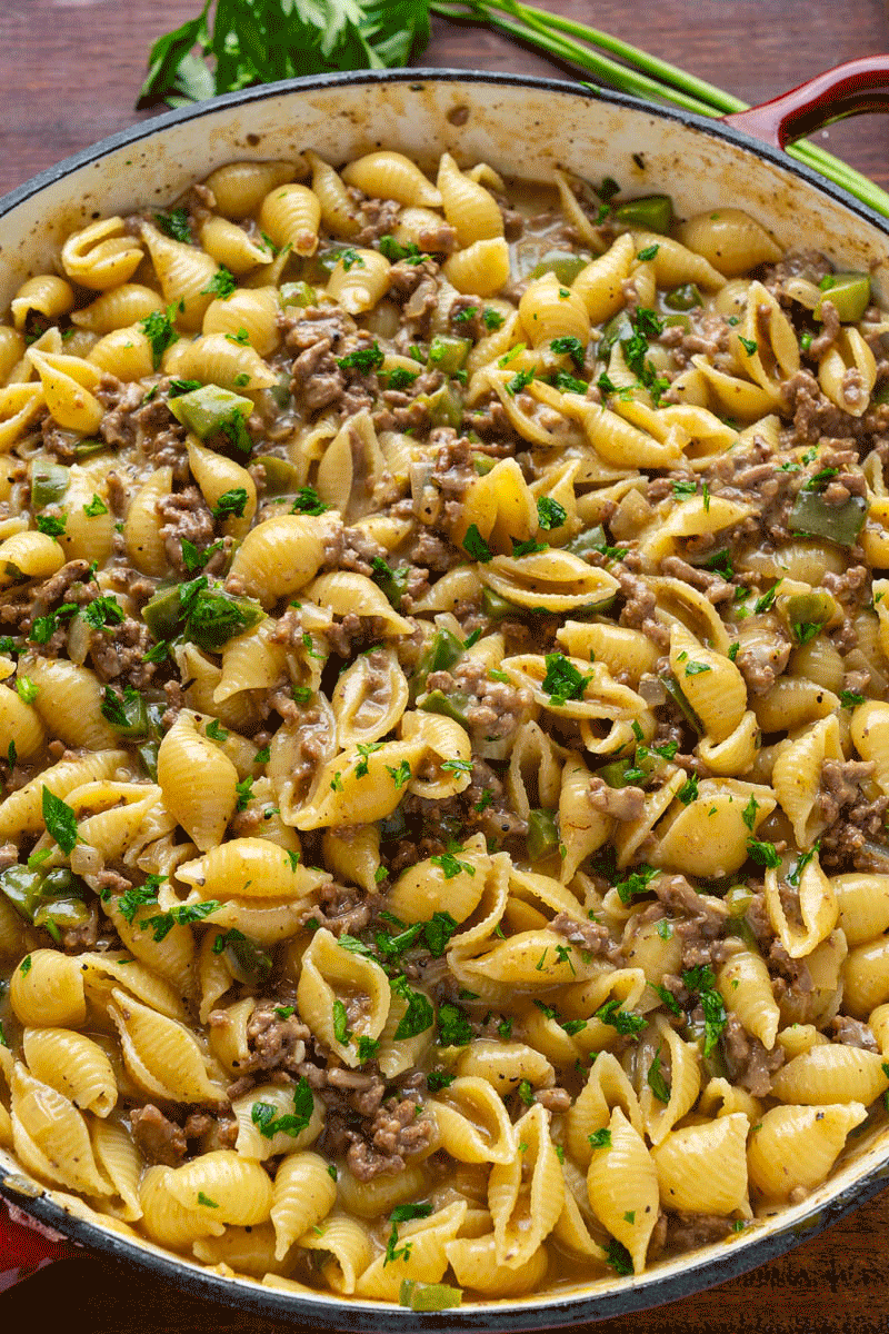 Philly Cheesesteak Pasta Philly Cheesesteak Pasta