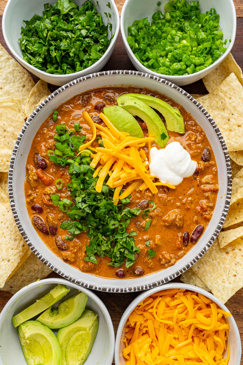 Queso Beef and Bean Chili