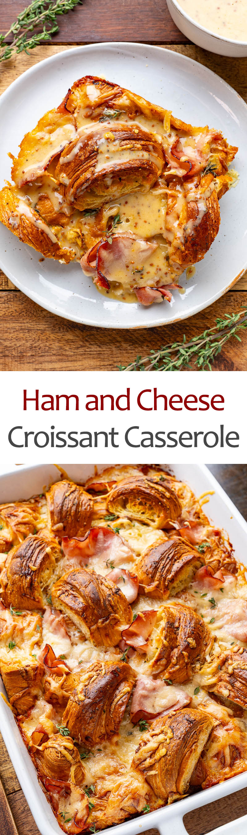 Ham and Cheese Croissant Casserole with Honey Mustard Sauce Ham and Cheese Croissant Casserole with Honey Mustard Sauce