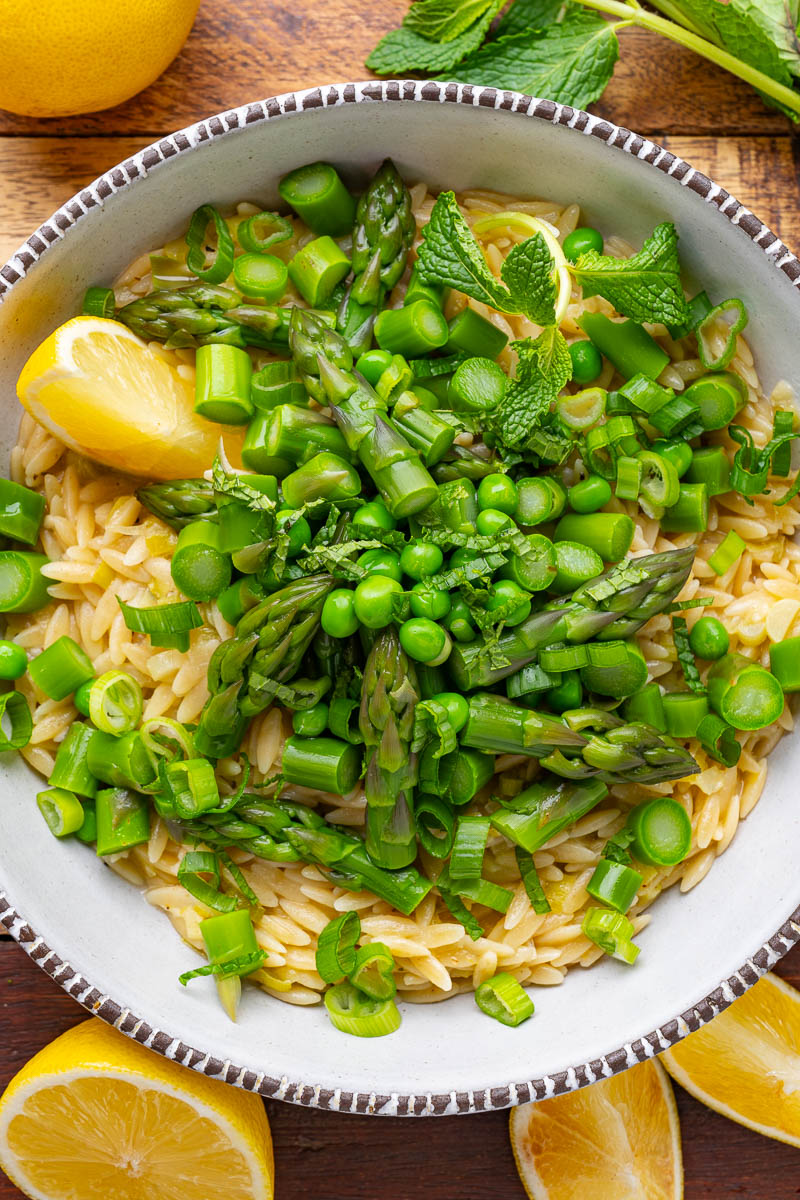 Creamy Orzo with Asparagus and Peas
