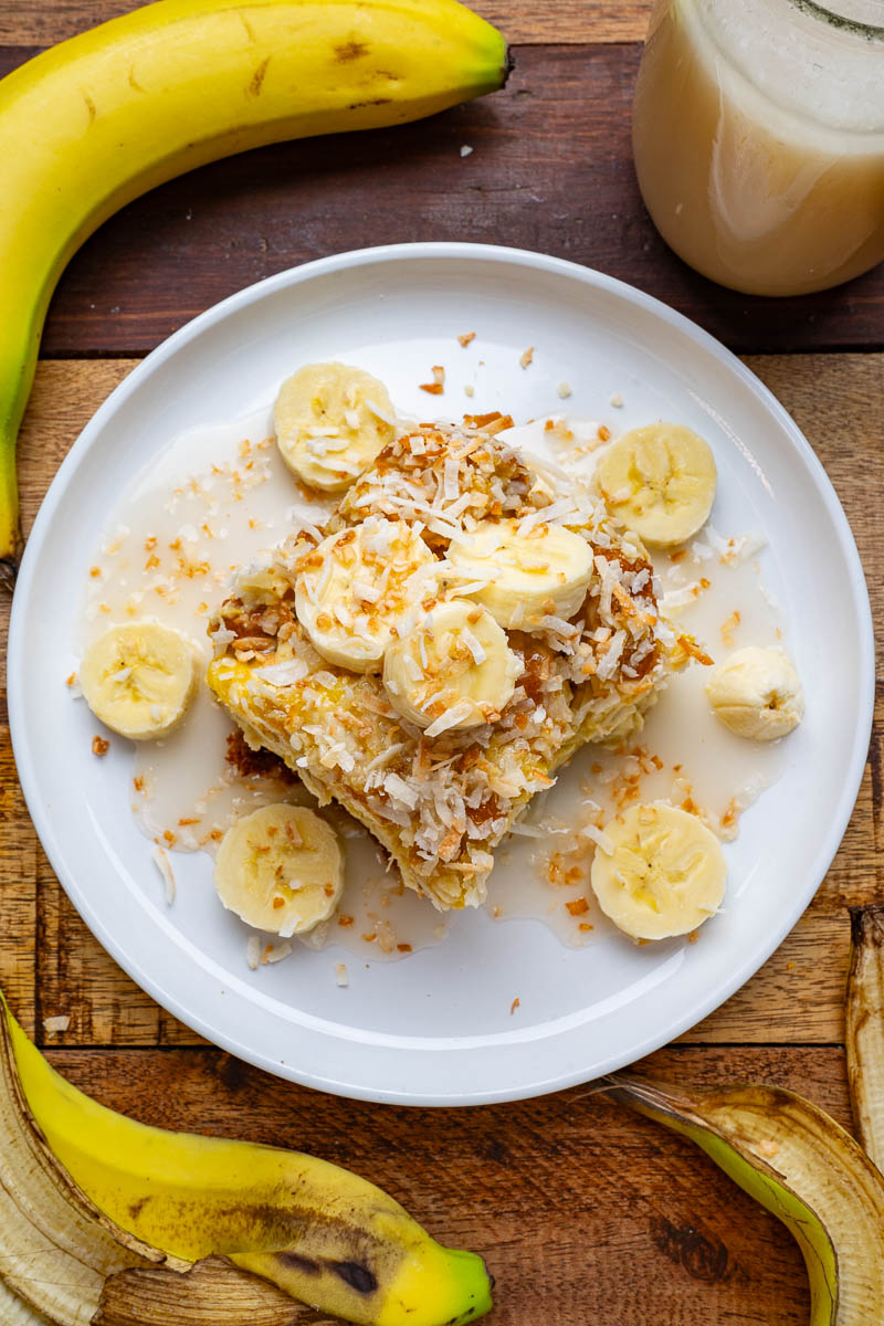 Caramelized Banana Cheesecake Stuffed Coconut French Toast Casserole Caramelized Banana Cheesecake Stuffed Coconut French Toast Casserole