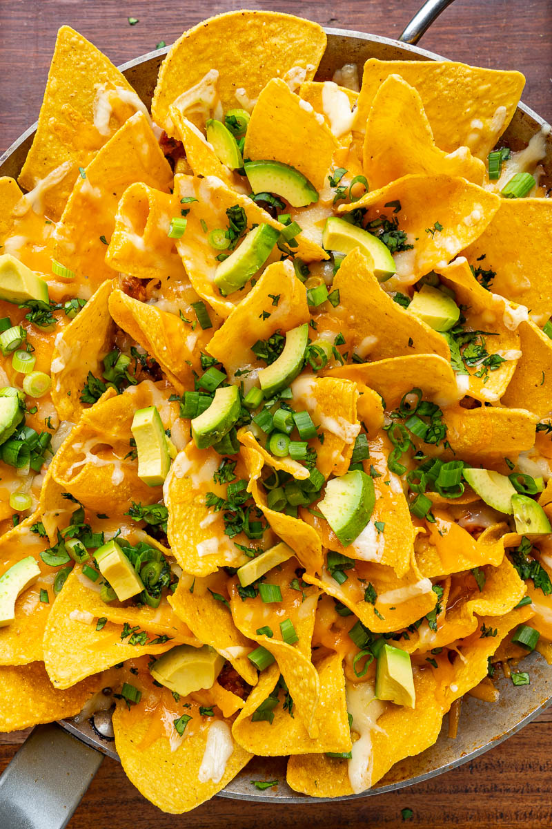 Skillet Chicken Enchiladas Nachos