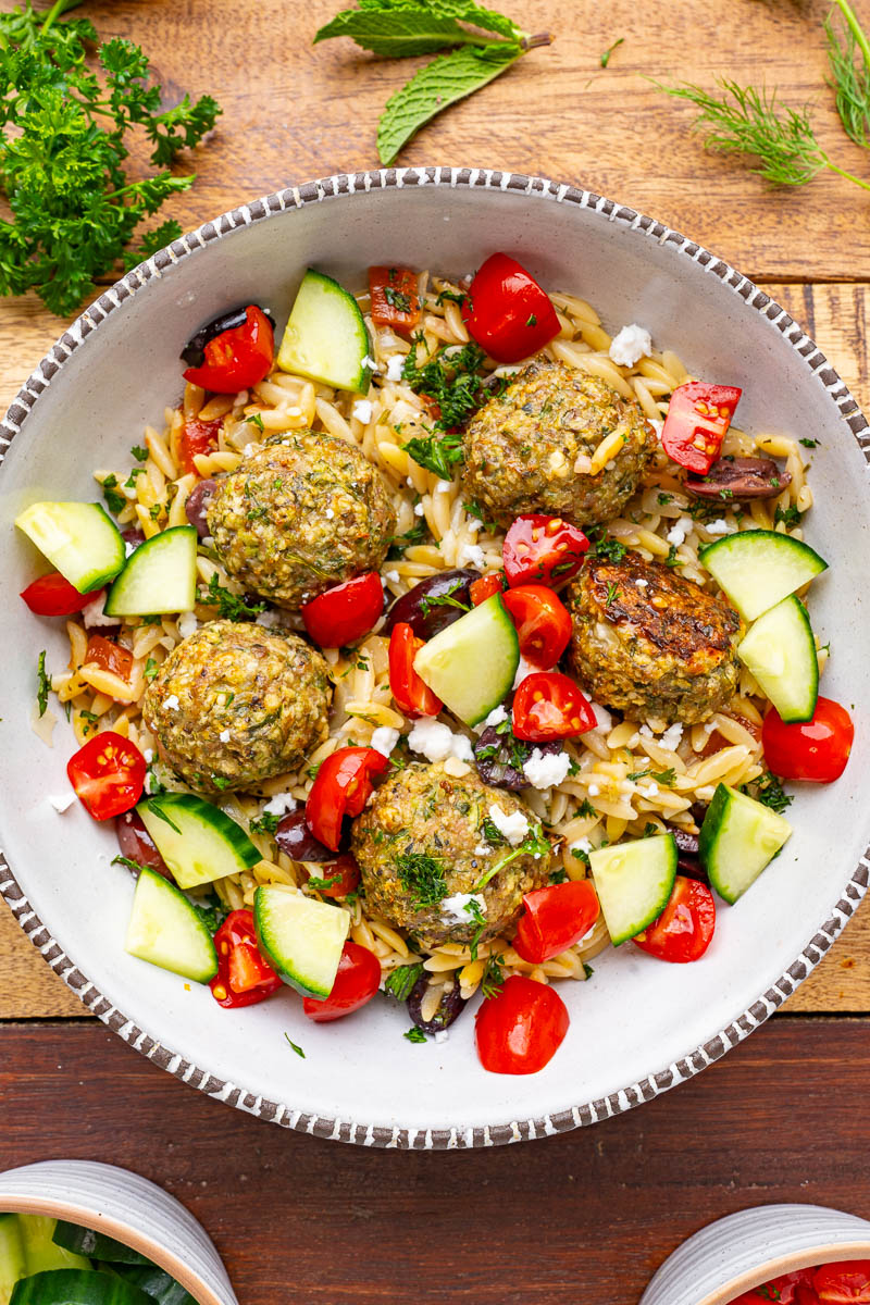 Greek Chicken Meatballs and Orzo Greek Chicken Meatballs and Orzo