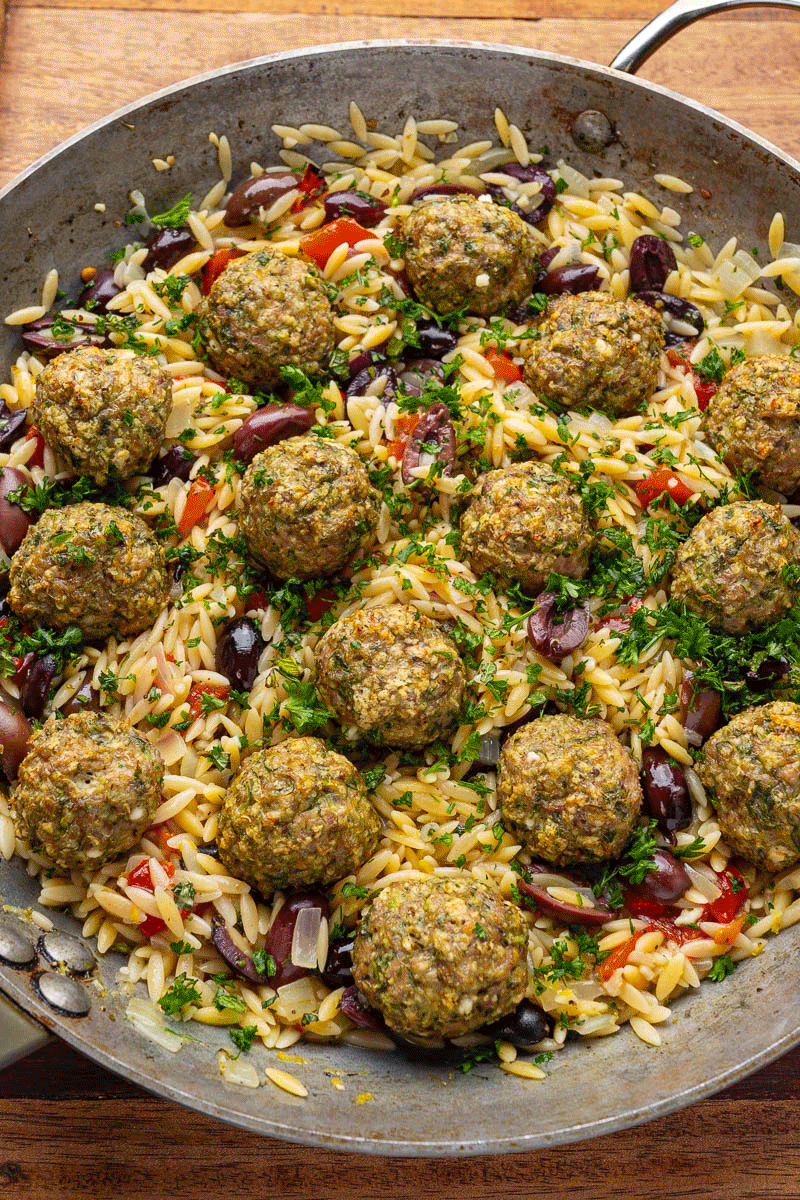 Greek Chicken Meatballs and Orzo Greek Chicken Meatballs and Orzo