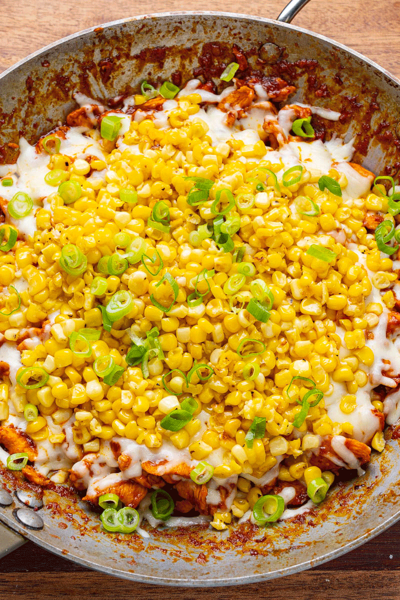 Korean Fire Chicken (Buldak) with Cheese and Corn Korean Fire Chicken (Buldak) with Cheese and Corn