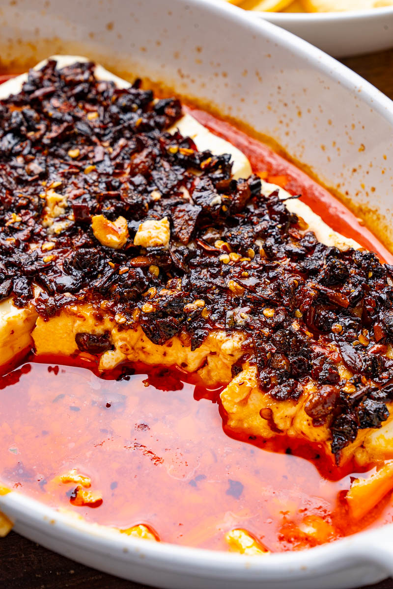 Hot Honey Chili Crisp Baked Feta Hot Honey Chili Crisp Baked Feta