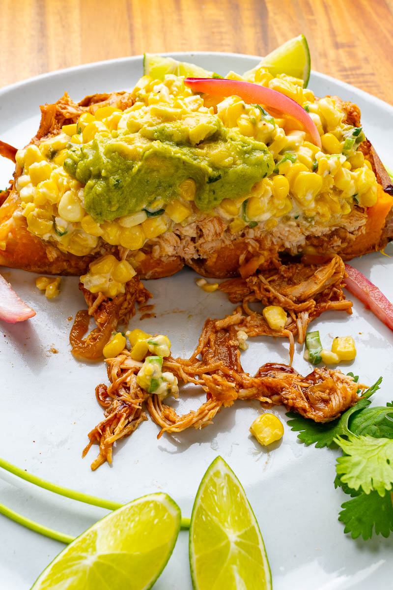 BBQ Chicken and Mexican Street Corn Salad Stuffed Sweet Potatoes BBQ Chicken and Mexican Street Corn Salad Stuffed Sweet Potatoes
