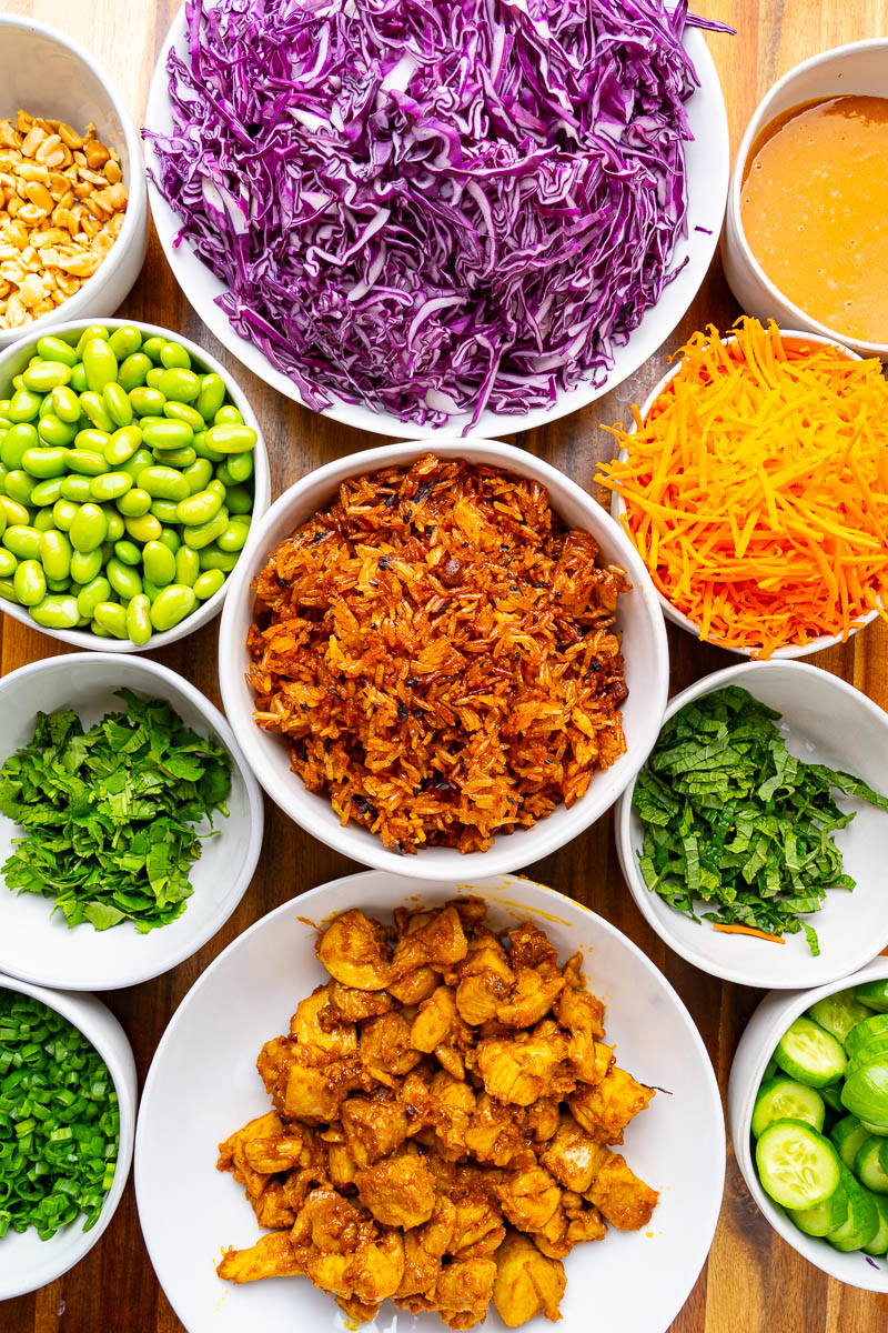 Crunchy Chicken Satay Salad with Crispy Chili Rice and Peanut Dressing Crunchy Chicken Satay Salad with Crispy Chili Rice and Peanut Dressing