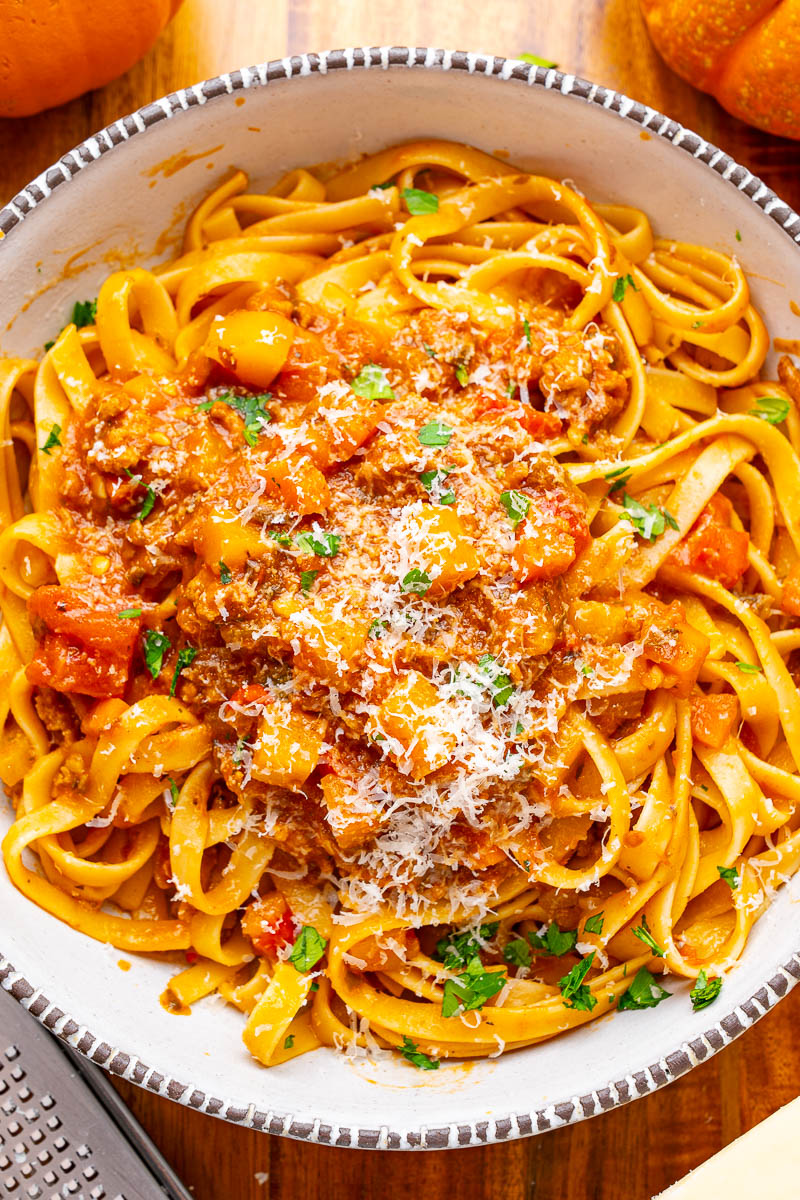 Pumpkin Bolognese Tagliatelle