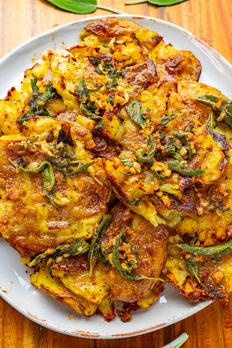 Crispy Smashed Potatoes with Garlic and Sage Brown Butter Crispy Smashed Potatoes with Garlic and Sage Brown Butter