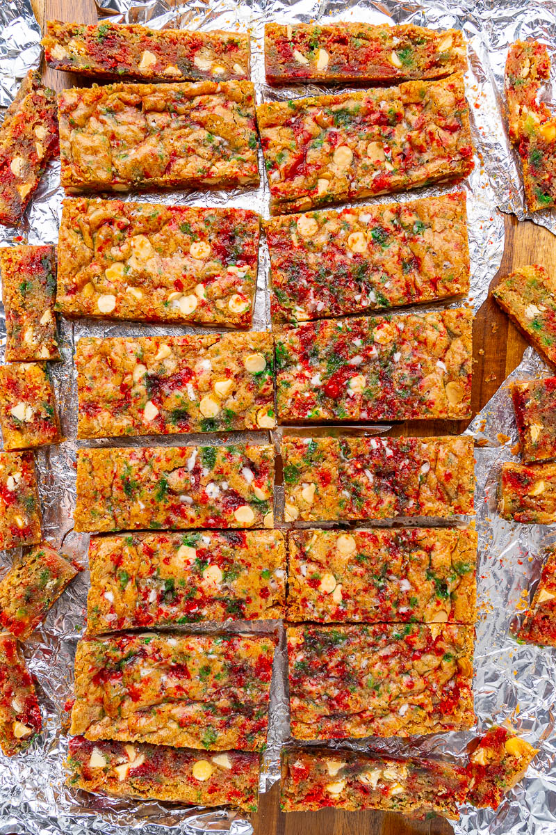 Candy Cane White Chocolate Chip Blondies Candy Cane White Chocolate Chip Blondies