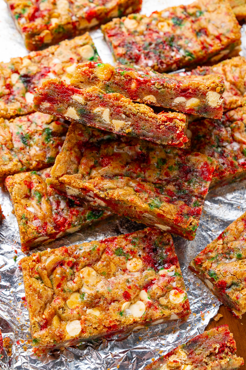 Candy Cane White Chocolate Chip Blondies