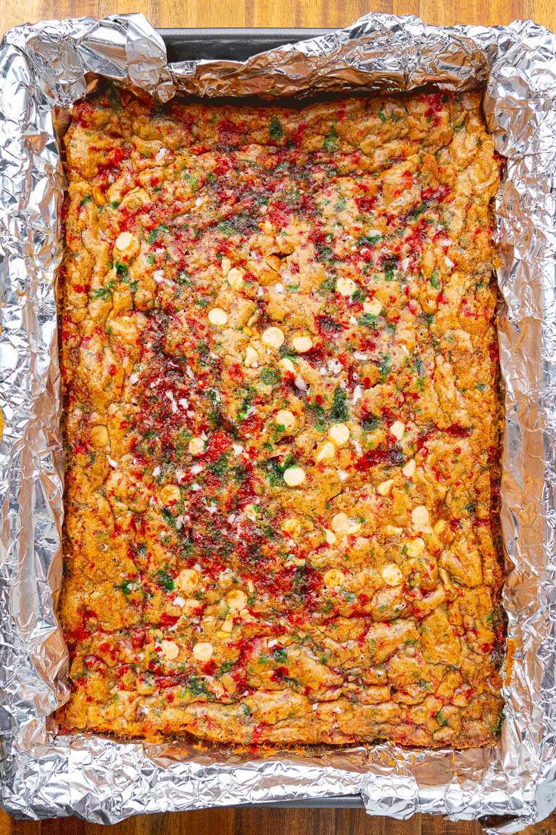 Candy Cane White Chocolate Chip Blondies Candy Cane White Chocolate Chip Blondies